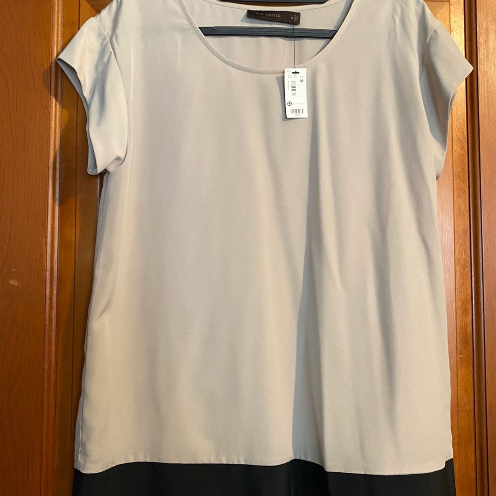 NWT The Limited tan & black block top, short sleeve, size medium